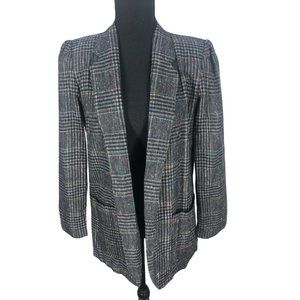 VTG Lisa Gayle Glen Plaid Open Blazer Size Med